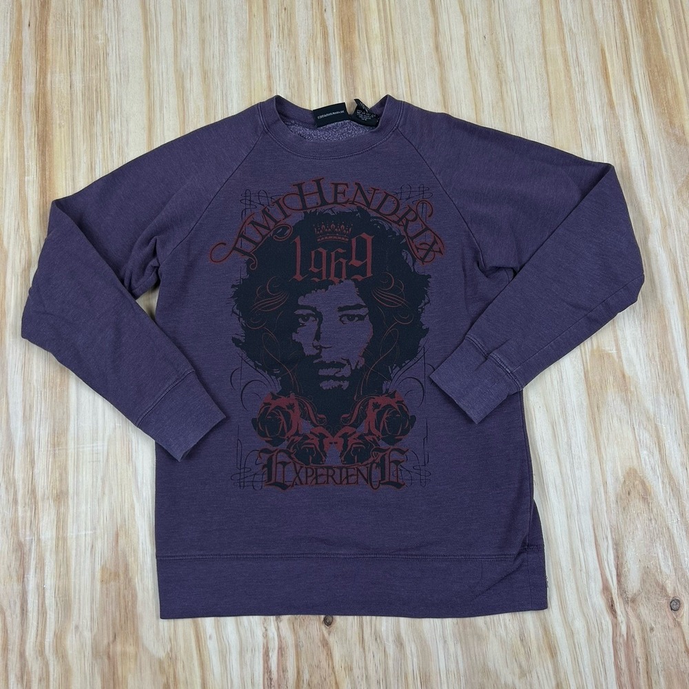 Jimi Hendrix Experience 1969 Purple‎ Lightweight Sweatshirt Men's Small Y2K